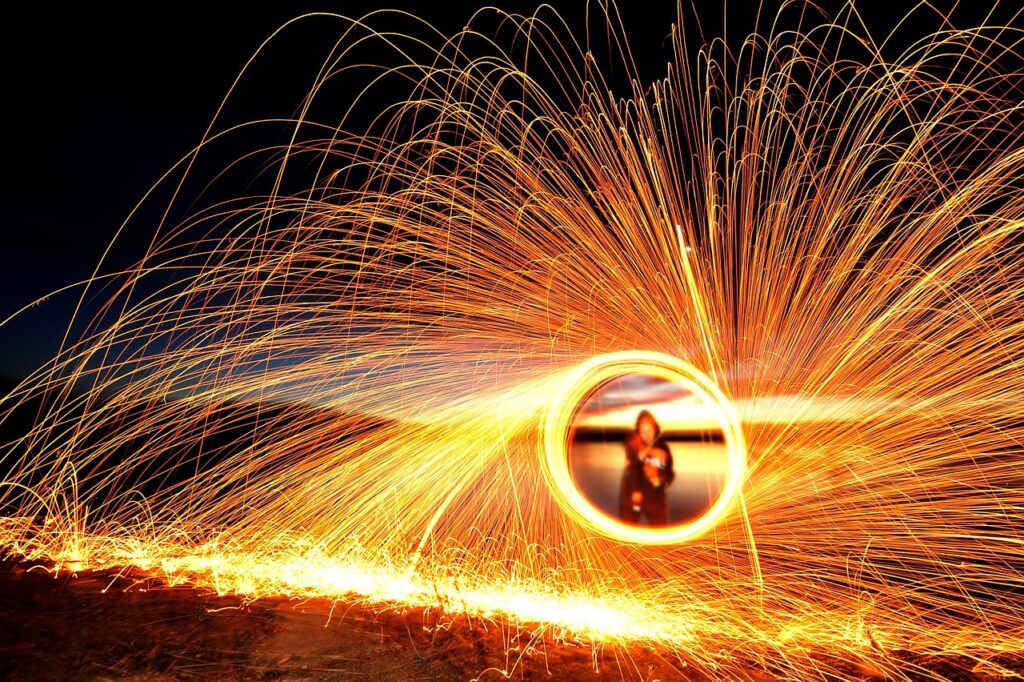 sparks, steel wool, light painting, light, spinning, long exposure, steel wool photography, fire, fiery, spectacular, glow, fire, fire, fire, fire, fire